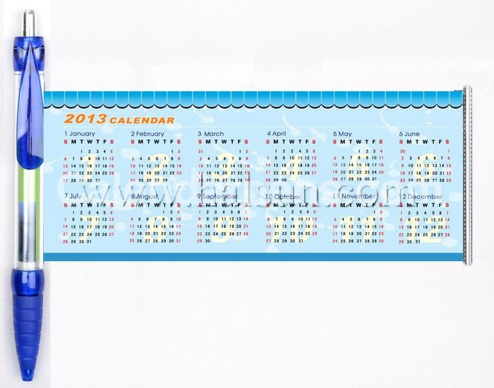 calendar pens,custom printed calendar pens,2013-2014 calendar pens,banner calendar pens,scroll calendar pens,flag calendar pens